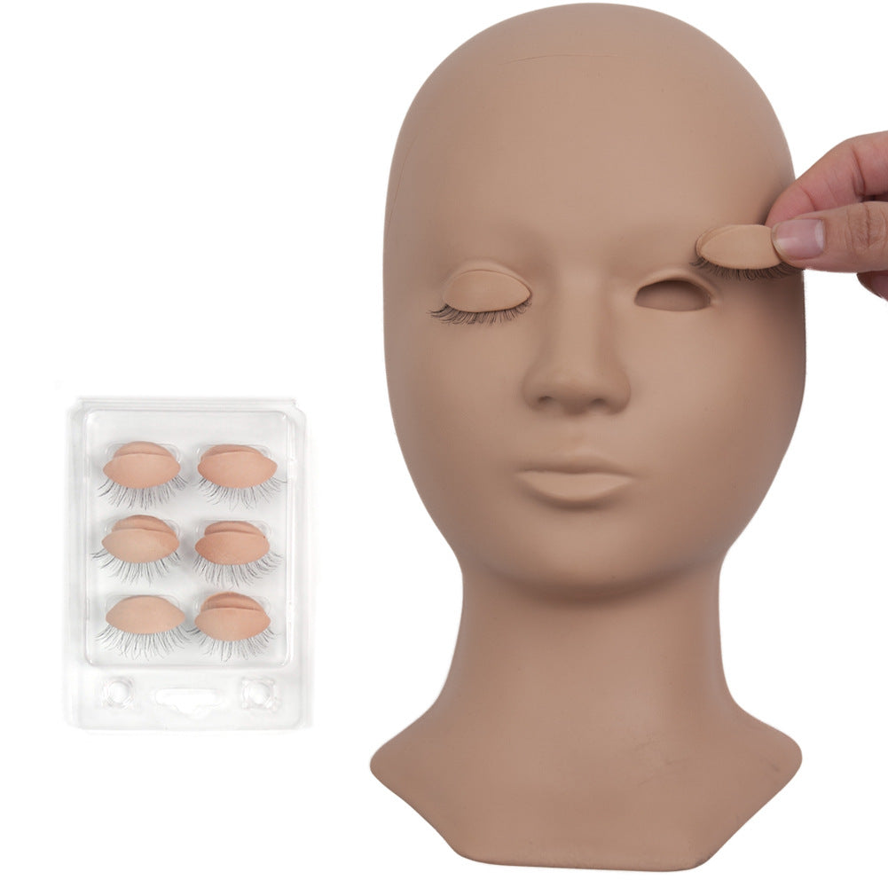 Eyelash Training Mannequin With 6 Pcs Replacement Eyelids