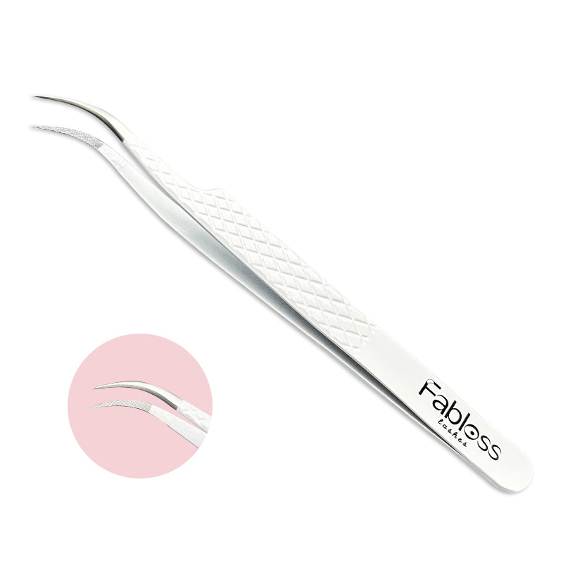 Fiber Tip J Shaped Lash Tweezer